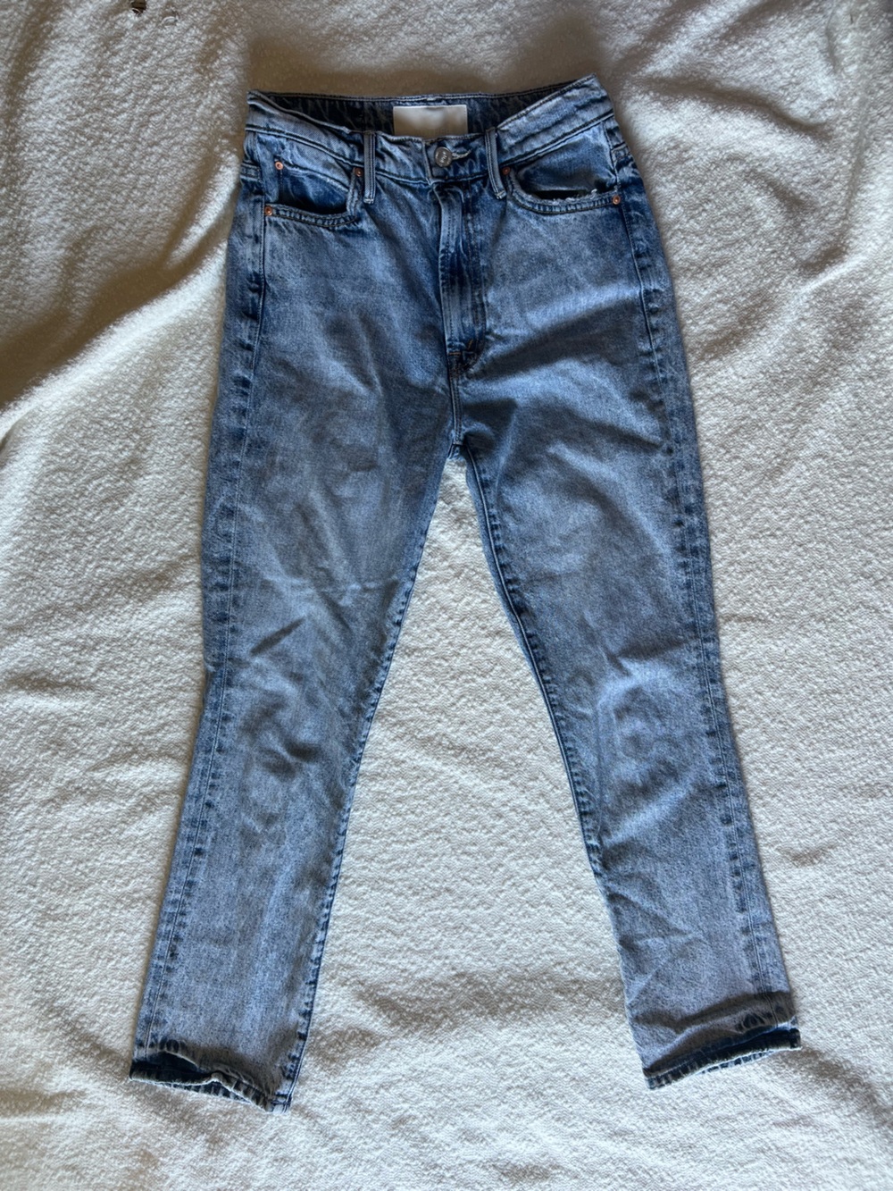MOTHER The Swooner Rascal Ankle Jeans Signs‎ & Symbols Acid Wash Size 25